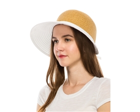 Sun Protection Hats - Straw Face Saver with Ribbon Brim