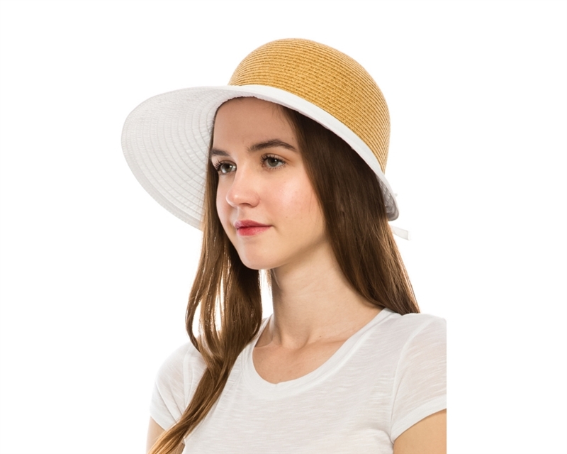 Wholesale Sun Protection Hats - Straw Crown with Shapable Braid Brim