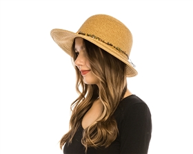 Wholesale Beach Hats - Straw Lampshade Hat with Charms