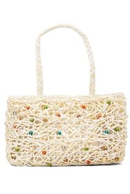 Wholesale straw handbags and purses - wood beads