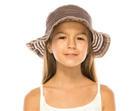Kids Striped Ribbon Hats - Packable Cloche Hat Wholesale