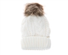 wholesale fur pom cable knit beanies