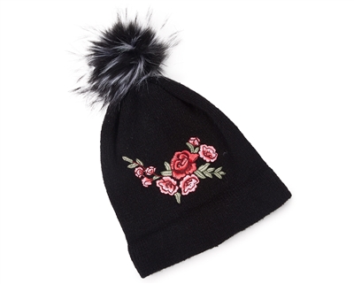 Wholesale Fur Pom Beanie w/ Embroidery