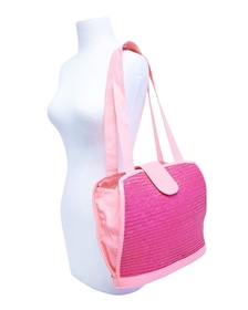 bulk straw handbags - wholesale neon colors pink green yellow