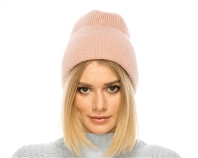 wholesale pink fashion beanies - womens pom Wide Cuff Lurex Beanie wholesale - 2020 wholesale beanie hats