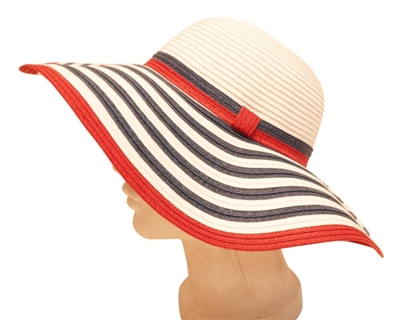 Wholesale Wide Brim Sun Hats - Floppy Red White Blue