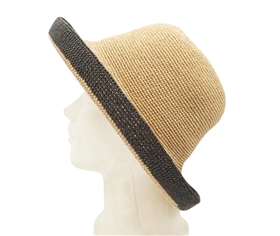 Wholesale Fine Straw Bucket Hats - Toyo Straw Turn Up Womens Fashion Bucket Hats Wholesale