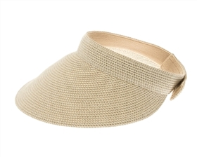 Wholesale Large Brim Shimmery Straw Visors - Sun Hats