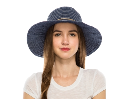 wholesale upf 50 protection hats - womens packable denim crusher travel hat