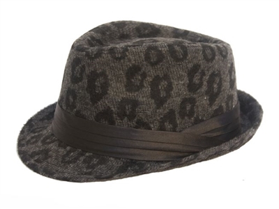 bulk fashion fedora hats - furry leopard print fedoras wholesale
