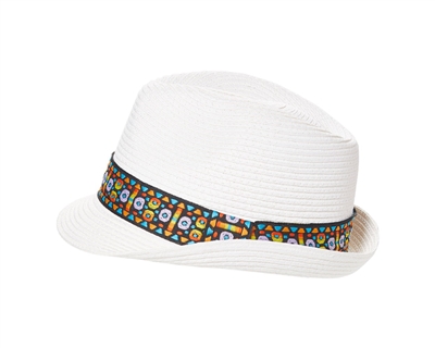 wholesale womens straw fedora hats - beach fedoras with tribal band