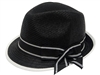 wholesale dress fedora hats - straw church fedoras - black white