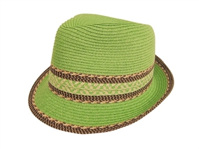 wholesale straw fedora hat - straw mixed braid trim