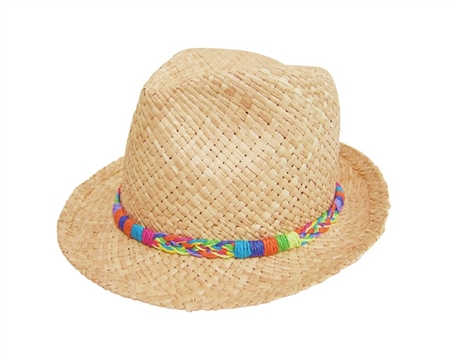Wholesale Straw Fedora Hats - Handwoven Raffia Straw Summer Womens Fedora Hat