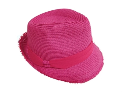wholesale fringe straw fedora hats - chiffon band