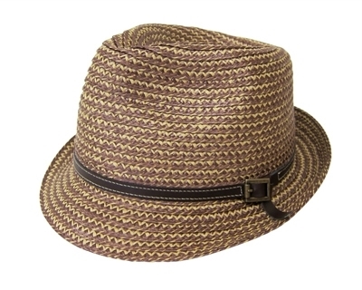 wholesale straw fedora hats unisex - polyester blend - leather band