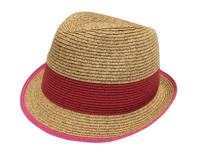 red straw fedora hats