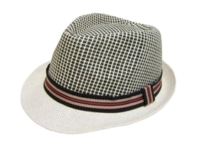 wholesale 2-tone straw fedora hat striped band
