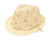 wholesale straw fedora flower print suede strings band