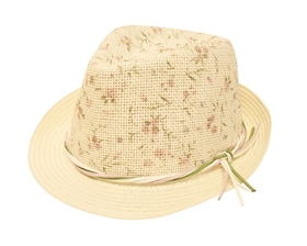 8022 Straw Fedora with Floral Print