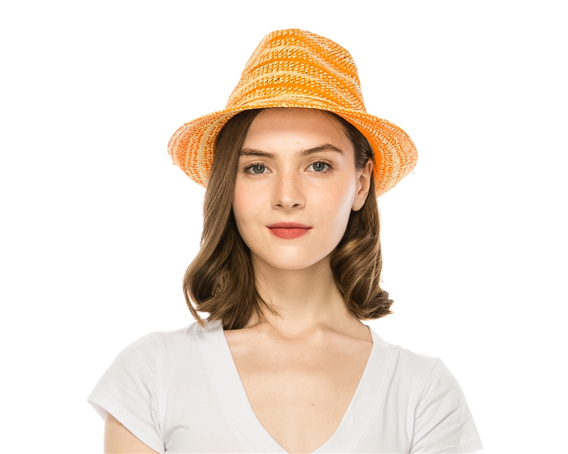 Wholesale Straw Summer Fedora Hats - Handwoven Bright Beach Hat