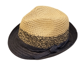 8051 Straw Fedora w/ Tweed Section