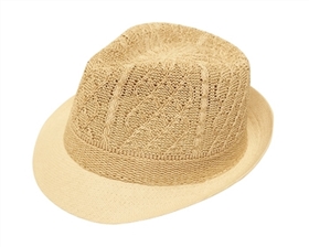 8073 Knit Fedora Hat - Natural Brim