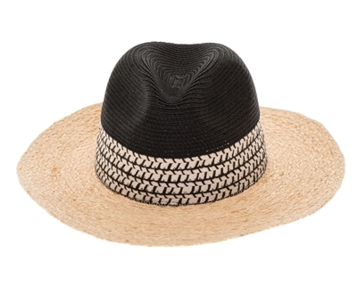 Wholesale 2-Tone Raffia Brim Panama Hat Womens Beach Straw Sun Hat