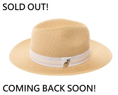 Wholesale Womens Straw Panama Hats - Pineapple Pin