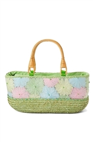 wholesale paper flower and mesh straw bag