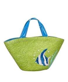 wholesale straw beach tote bags - tropical fish