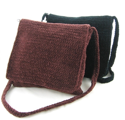 wholesale chenille crochet flap purse