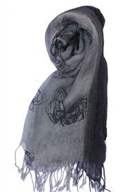 wholesale black grey linen scarf
