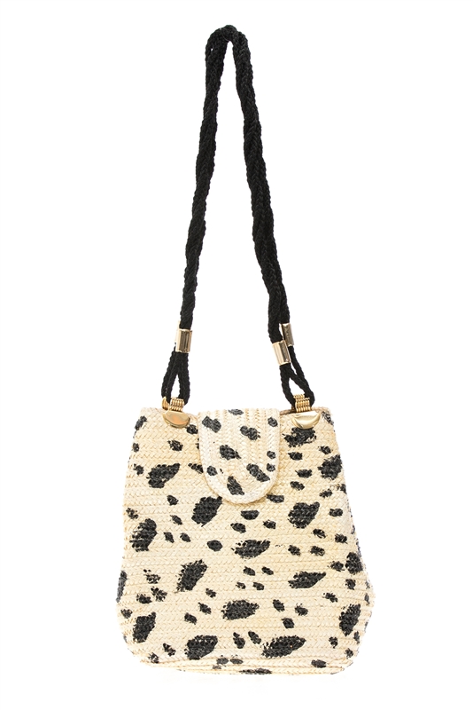 8831d Dalmatian Straw Handbag