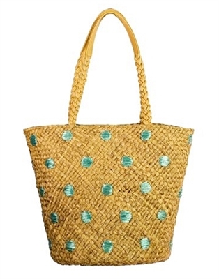 wholesale polka dot straw bucket purse