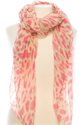 wholesale pink neon leopard print scarves - wholesale pink summer scarves - animal print scarves wholesale