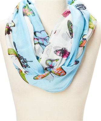 wholesale summer infinity scarves - butterflies print