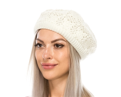 wholesale white beret hand crocheted