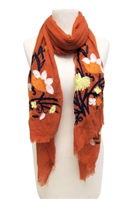 wholesale SCARF WITH FLOWER ART EMBROIDERY
