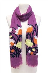 wholesale SCARF WITH FLOWER ART EMBROIDERY