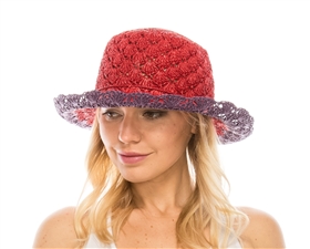 wholesale red hats purple crochet straw hat
