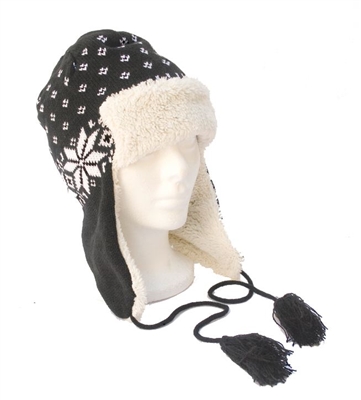 wholesale knit snowflake trapper hat