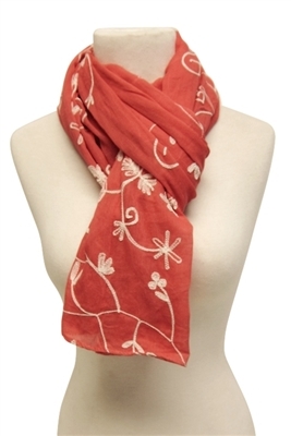 wholesale COTTON SCARF WITH LITTLE FLOWER EMBROIDERY
