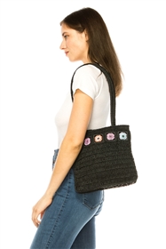 wholesale straw shoulder purses flat