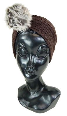 wholesale knit headband  fur pom