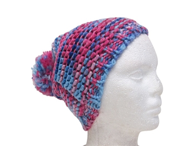 wholesale knit beanie with pom space dyed bright colors