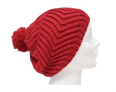wholesale beanie with zigzags and pom