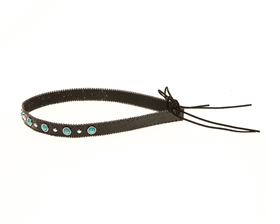 HB2 Hat Band - Black Leather + Turquoise Stones