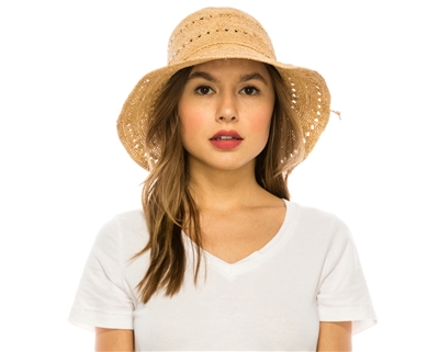 raffia straw bucket hats wholesale - extra fine shapable brim sun hats resort accessories