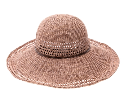Wholesale Floppy Sun Hats - Fine Crochet Raffia Straw Hat